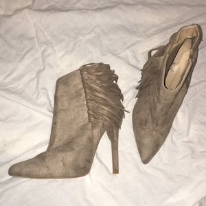 Fringe heeled booties